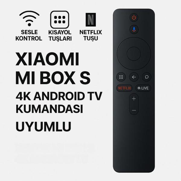 Polham Xiaomi Mi Box S 4K Android TV Uyumlu Bluetooth Kumanda, Netflix Tuşlu Mi Box S 4K Kumanda - Image 1