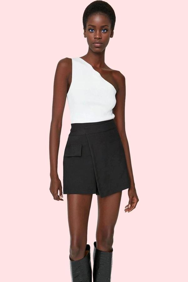 Kadın Düz Şort Etek Kemerli Yüksek Bel Kısa Boy Dokuma Kumaş Günlük Yaz Aylarının Vazgeçilmezi - Image 1