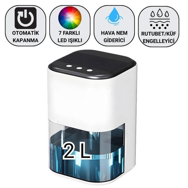 Coofbe 2000ml Işıklı Banyo Mutfak Dolap Nem Alma Cihazı Mantar Rutubet Nem Küf Önleyici Dehumidifer - Image 1