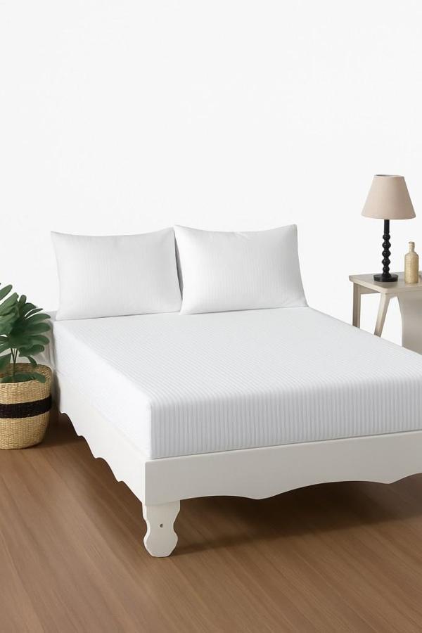 %100 Pamuk Çift Kişilik Lastikli Çarşaf - Otel Konforunda, Şık ve Sade Tasarım - Image 1
