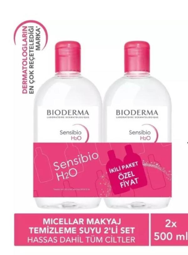 Bioderma Sensibio H2O Hassas Ciltler İiçin Cilt Temizleme İkili Set 500 ml + 500 ml - Image 1