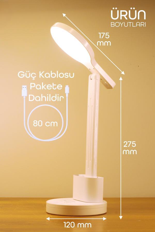 Şarjlı LED Masa Lambası Kalemlik Telefon Standlı Renk Ayarlı Dokunmatik Dimmer S9 - Image 1