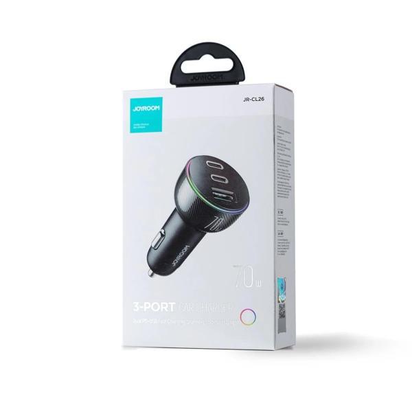 Joyroom 70W 3 Baglantı Noktalı Port Araç Şarj Çakmaklık Girişi - Image 1