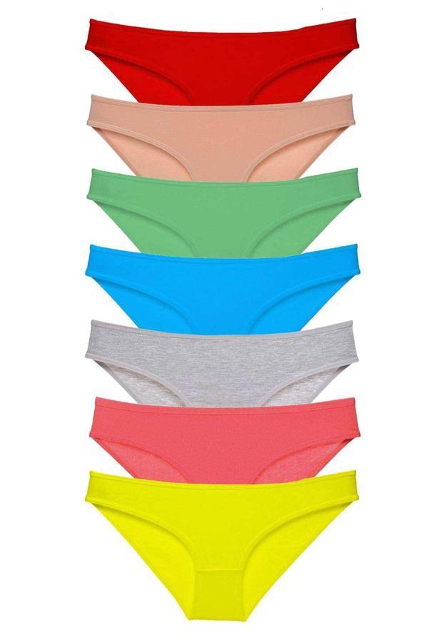 7 adet Süper Eko Set Likralı Kadın Slip Külot Çok Renkli - Image 1