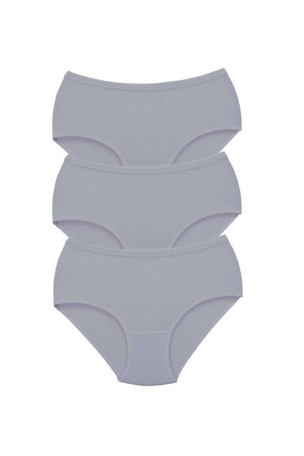 3 Adet Tutku Kadın Yüksek Bel Bato Kalın Lastik Külot Gri - Image 1