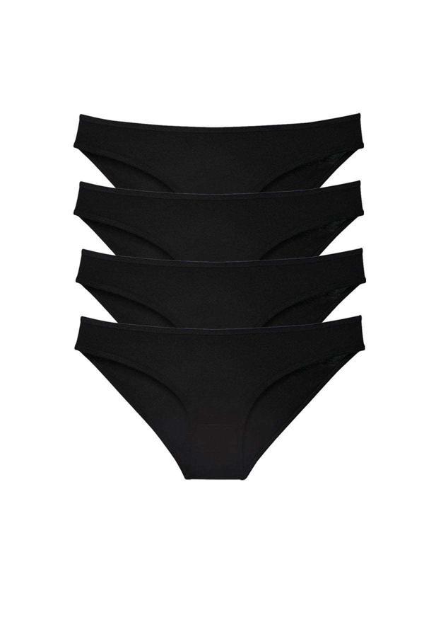4 adet Süper Eko Set Likralı Kadın Slip Külot Siyah - Image 1