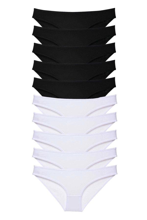 10 adet Eko Set Likralı Kadın Slip Külot Siyah Beyaz - Image 1