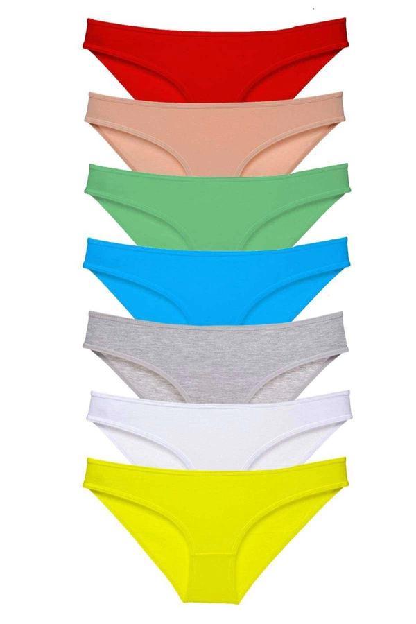 7 adet Süper Eko Set Likralı Kadın Slip Külot Çok Renkli - Image 1