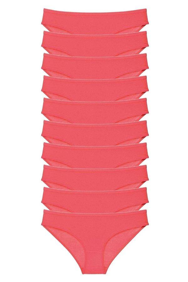 10 adet Süper Eko Set Likralı Kadın Slip Külot Fuşya - Image 1