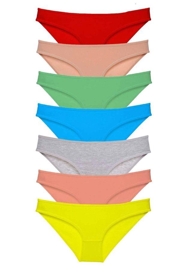 7 adet Süper Eko Set Likralı Kadın Slip Külot Çok Renkli - Image 1