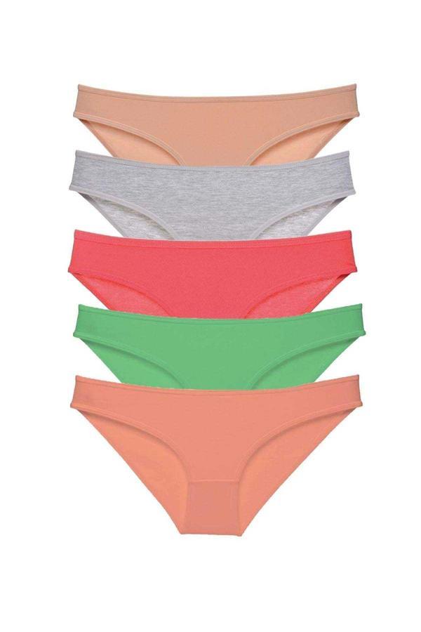 5 adet Eko Set Likralı Kadın Slip Külot Soft Renkler - Image 1