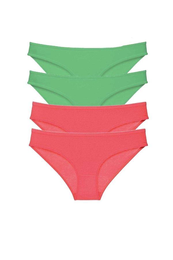 4 adet Eko Set Likralı Kadın Slip Külot Yeşil Fuşya - Image 1
