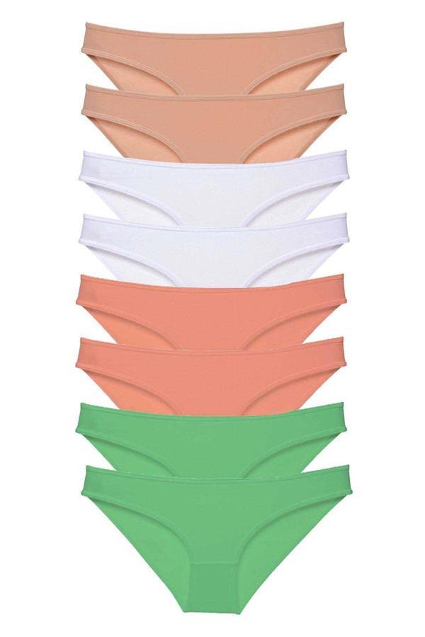 8 adet Süper Eko Set Likralı Kadın Slip Külot Ten Beyaz Pudra Yeşil - Image 1