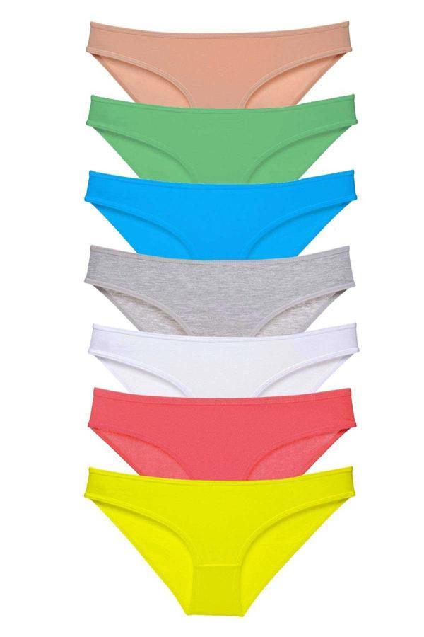 7 adet Süper Eko Set Likralı Kadın Slip Külot Çok Renkli - Image 1