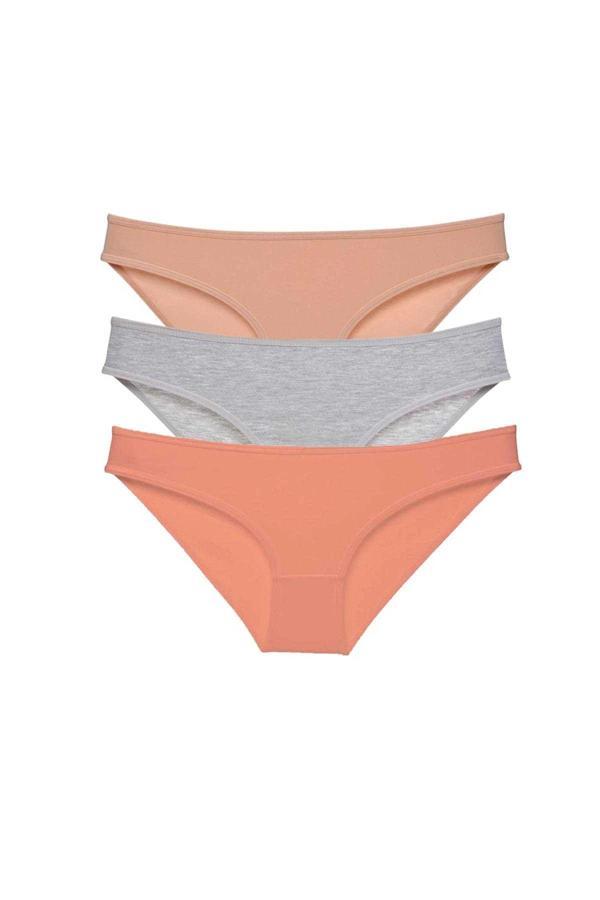 3 adet Eko Set Likralı Kadın Slip Külot Ten Gri Pudra - Image 1