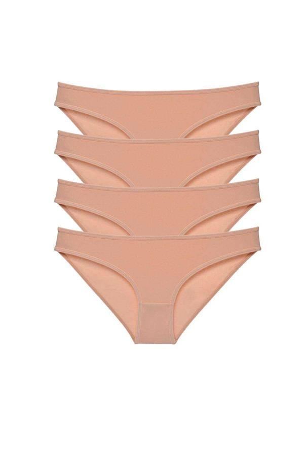 4 adet Süper Eko Set Likralı Kadın Slip Külot Ten - Image 1