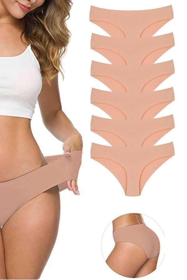 6 Adet Kadın Dikişsiz Lazer Kesim Esnek İz yapmayan Külot Ten - Image 1