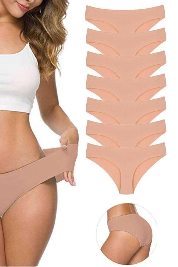 7 Adet Kadın Dikişsiz Lazer Kesim Esnek İz yapmayan Külot Ten - Image 1