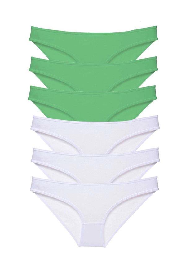 6 adet Eko Set Likralı Kadın Slip Külot Yeşil Beyaz - Image 1