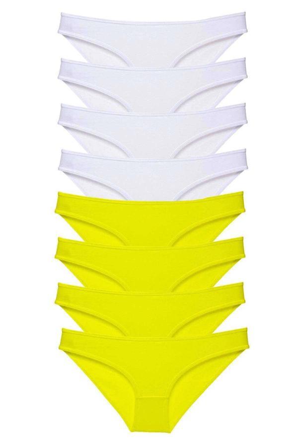 8 adet Süper Eko Set Likralı Kadın Slip Külot Sarı Beyaz - Image 1