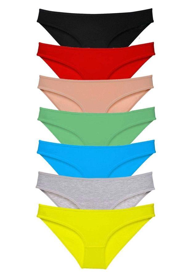 7 adet Süper Eko Set Likralı Kadın Slip Külot Çok Renkli - Image 1