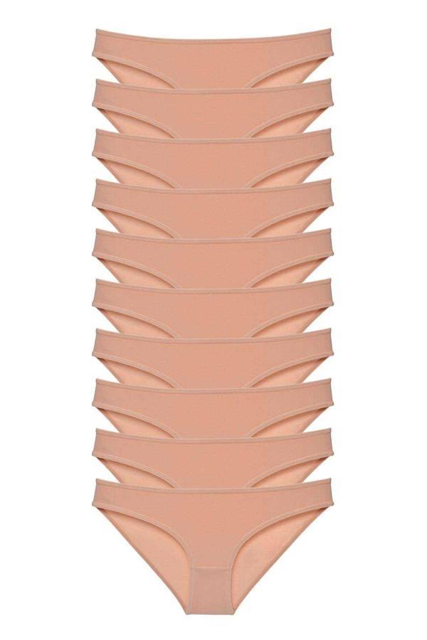 10 adet Süper Eko Set Likralı Kadın Slip Külot Ten - Image 1
