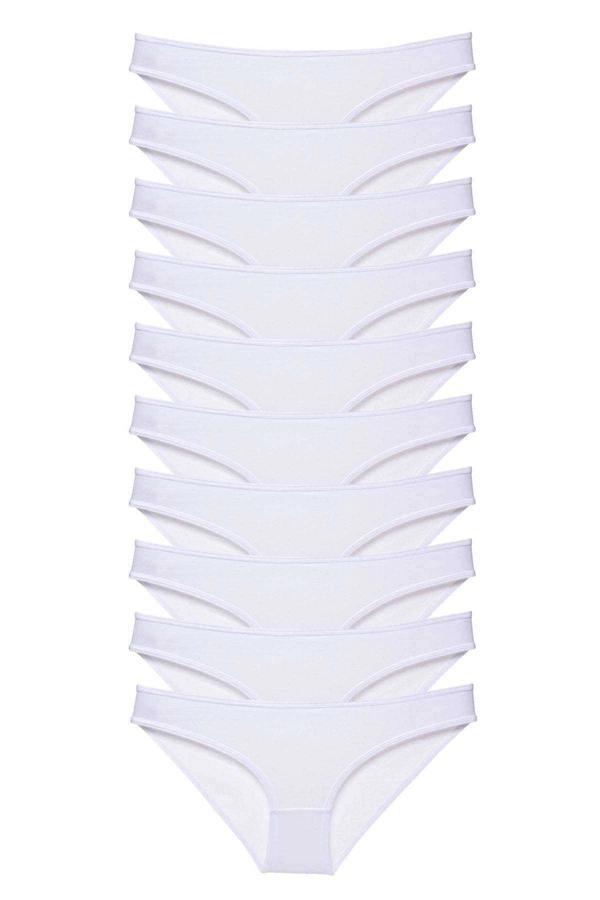 10 adet Süper Eko Set Likralı Kadın Slip Külot Beyaz - Image 1