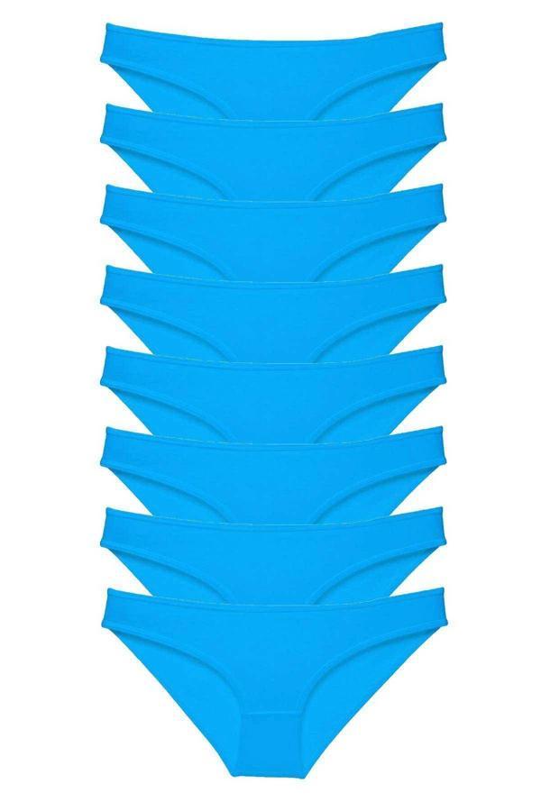 8 adet Süper Eko Set Likralı Kadın Slip Külot Mavi - Image 1