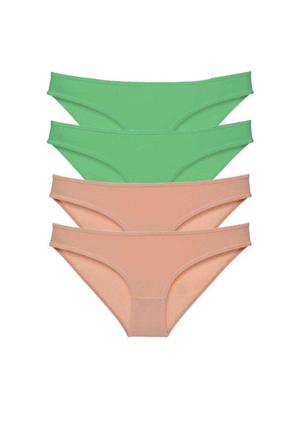 4 adet Süper Eko Set Likralı Kadın Slip Külot Yeşil Ten - Image 1