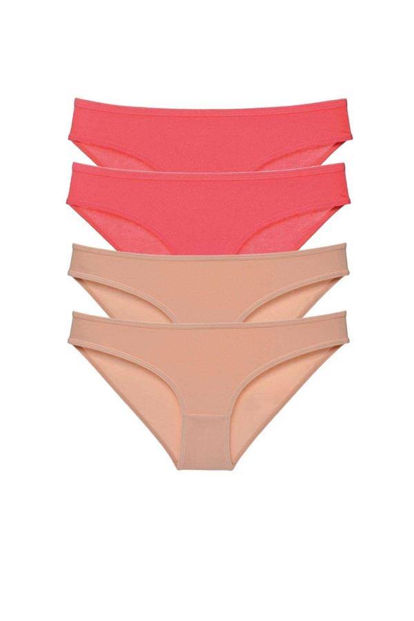 4 adet Süper Eko Set Likralı Kadın Slip Külot Fuşya Ten - Image 1