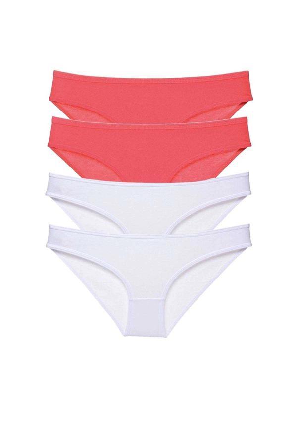 4 adet Eko Set Likralı Kadın Slip Külot Fuşya Beyaz - Image 1