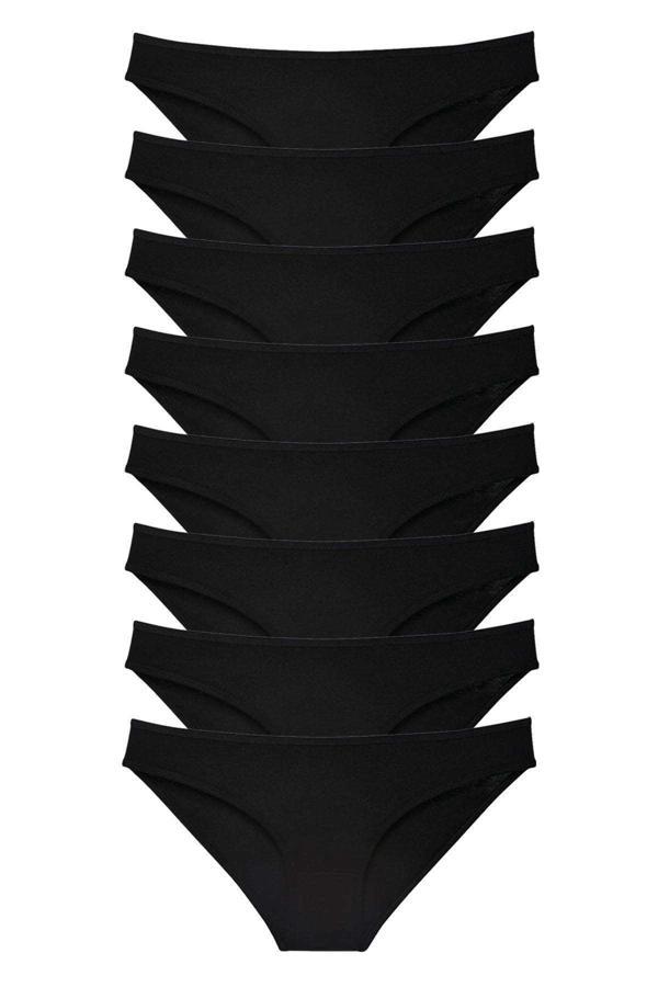 8 adet Süper Eko Set Likralı Kadın Slip Külot Siyah - Image 1