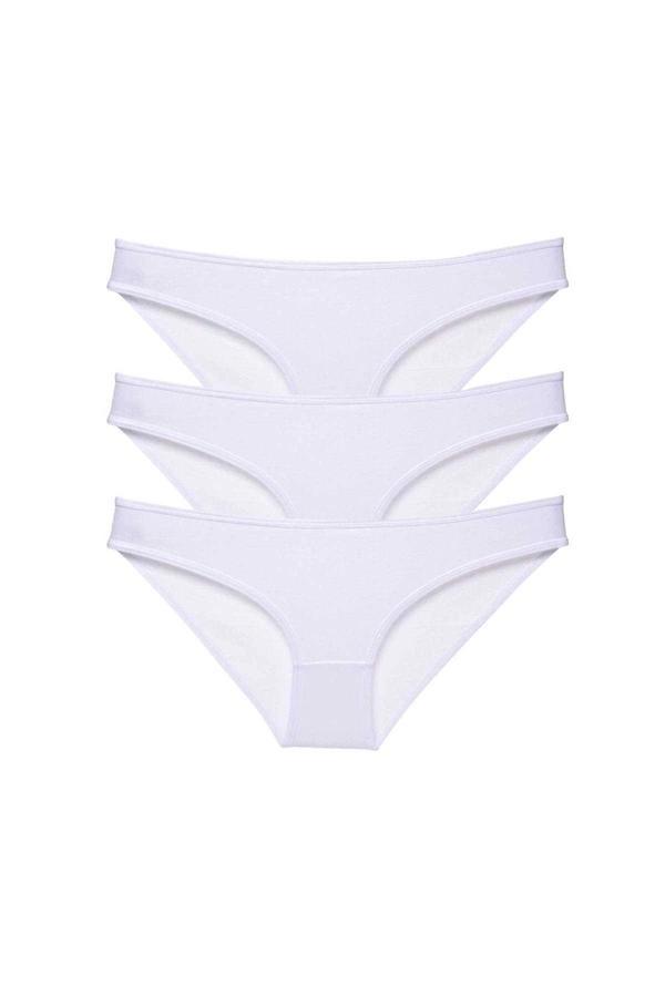 3 adet Süper Eko Set Likralı Kadın Slip Külot Beyaz - Image 1