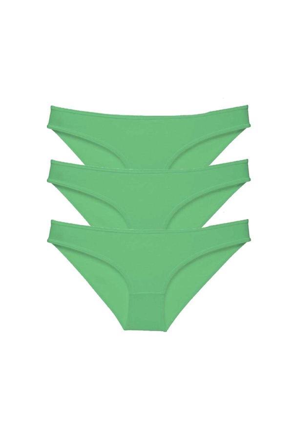 3 adet Süper Eko Set Likralı Kadın Slip Külot Yeşil - Image 1