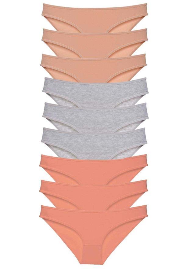 9 adet Süper Eko Set Likralı Kadın Slip Külot Ten Gri Pudra - Image 1