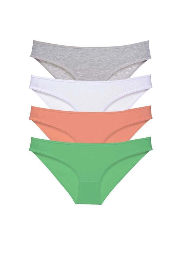 4 adet Süper Eko Set Likralı Kadın Slip Külot Gri Beyaz Pudra Yeşil - Image 1