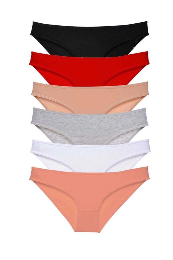 6 adet Süper Eko Set Likralı Kadın Slip Külot Renk 1 - Image 1