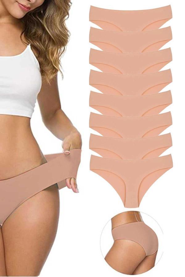 8 Adet Kadın Dikişsiz Lazer Kesim Esnek İz yapmayan Külot Ten - Image 1