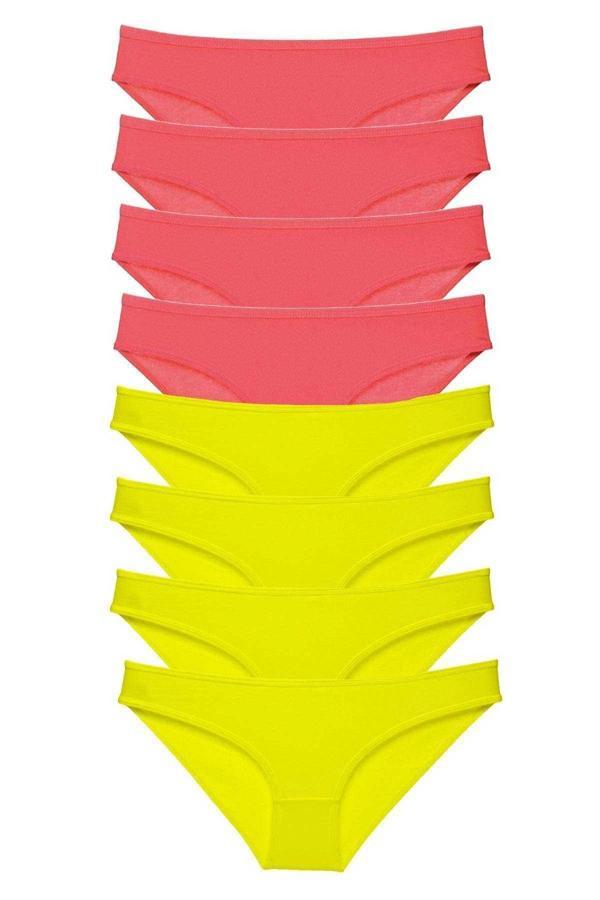 8 adet Süper Eko Set Likralı Kadın Slip Külot Sarı Fuşya - Image 1