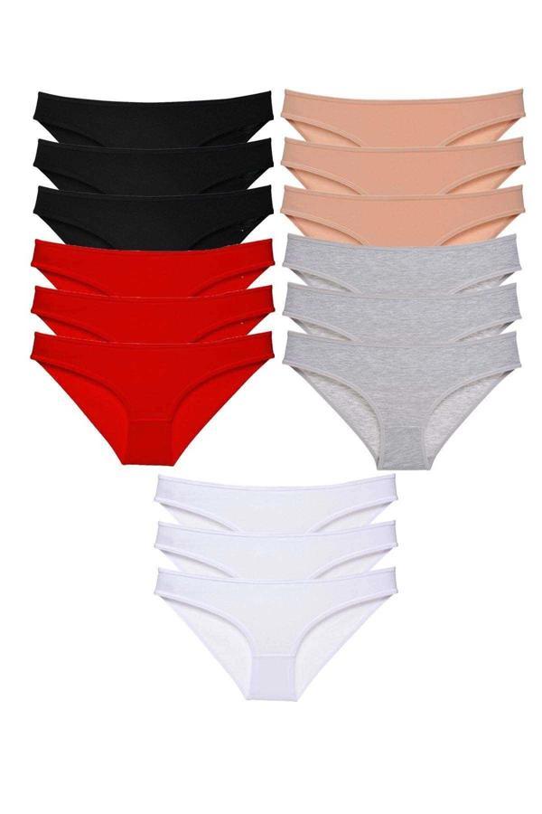 15 adet Eko Set Likralı Kadın Slip Külot Çok Renkli - Image 1