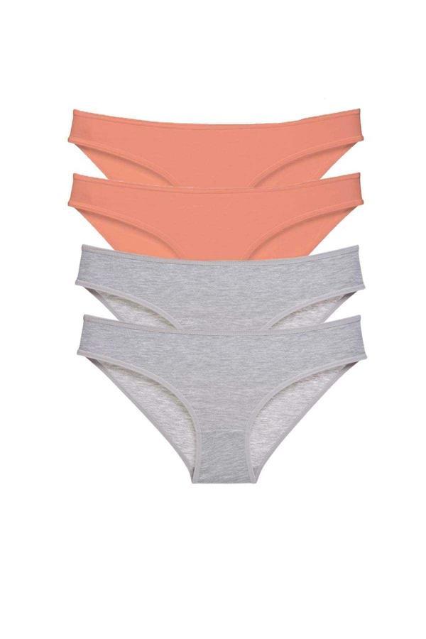 4 adet Süper Eko Set Likralı Kadın Slip Külot Pudra Gri - Image 1