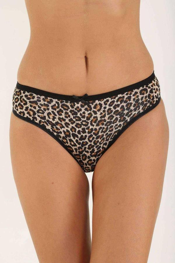 Leopar Desenli Likralı Yumuşak Dokulu Kadın Slip Külot - Image 1
