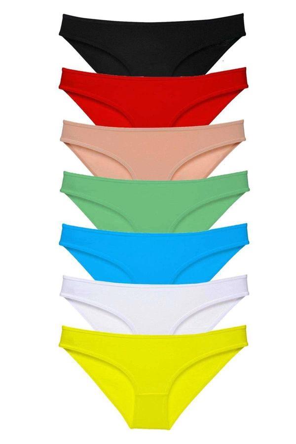 7 adet Süper Eko Set Likralı Kadın Slip Külot Çok Renkli - Image 1