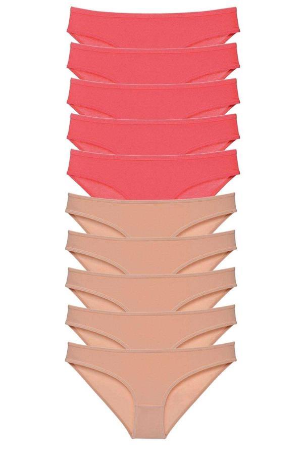 10 adet Süper Eko Set Likralı Kadın Slip Külot Fuşya Ten - Image 1