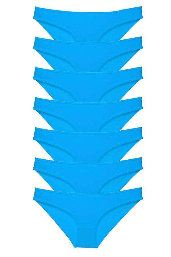 7 adet Süper Eko Set Likralı Kadın Slip Külot Mavi - Image 1