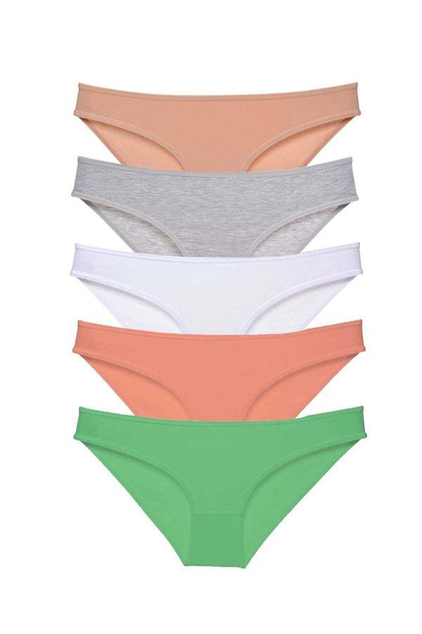 5 adet Süper Eko Set Likralı Kadın Slip Külot Ten Gri Beyaz Pudra Yeşil - Image 1