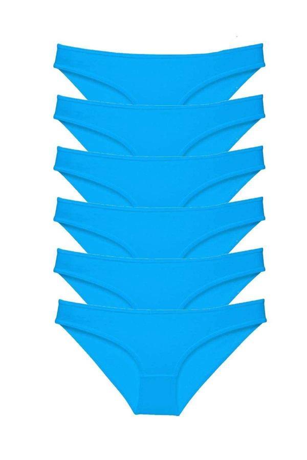 6 adet Süper Eko Set Likralı Kadın Slip Külot Mavi - Image 1