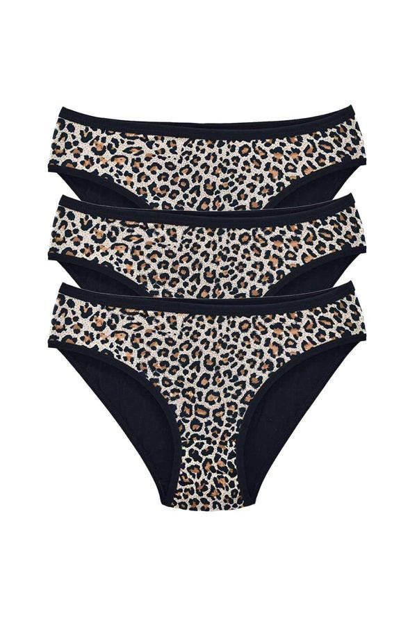 3 Adet Leopar Desenli Likralı Yumuşak Dokulu Kadın Slip Külot - Image 1