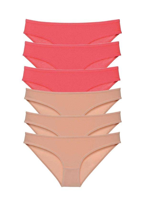 6 adet Süper Eko Set Likralı Kadın Slip Külot Fuşya Ten - Image 1