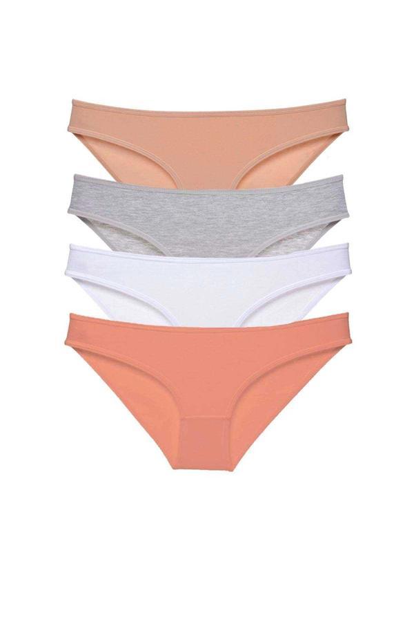 4 adet Süper Eko Set Likralı Kadın Slip Külot Ten Gri Beyaz Pudra - Image 1